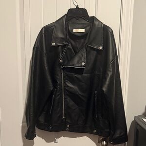 Sleek Black Faux Leather Jacket